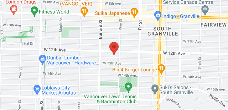 map of 301 1720 W 12TH AVENUE